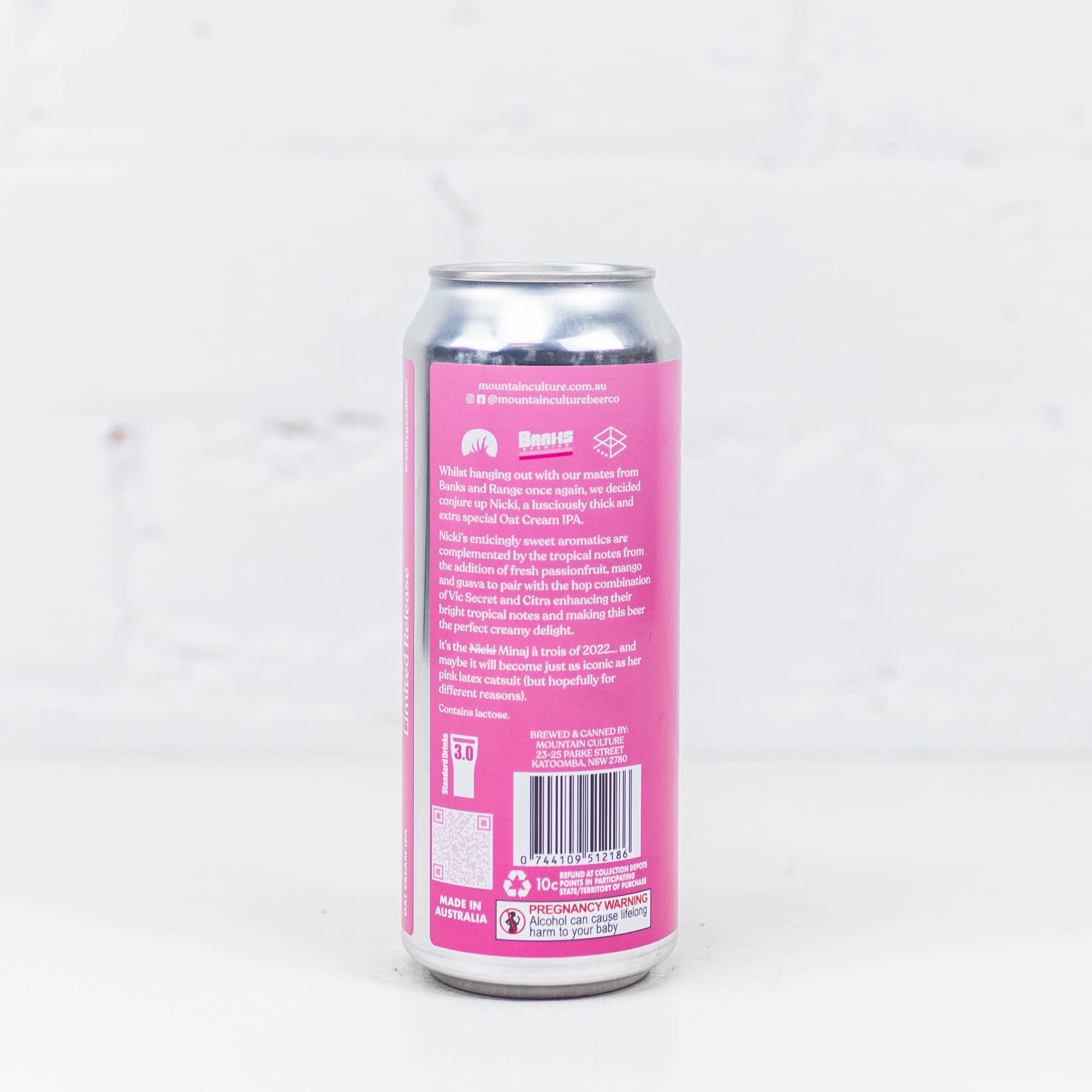 Mountain Culture x Banks x Range 'Nicki' Oat Cream IPA 500ml