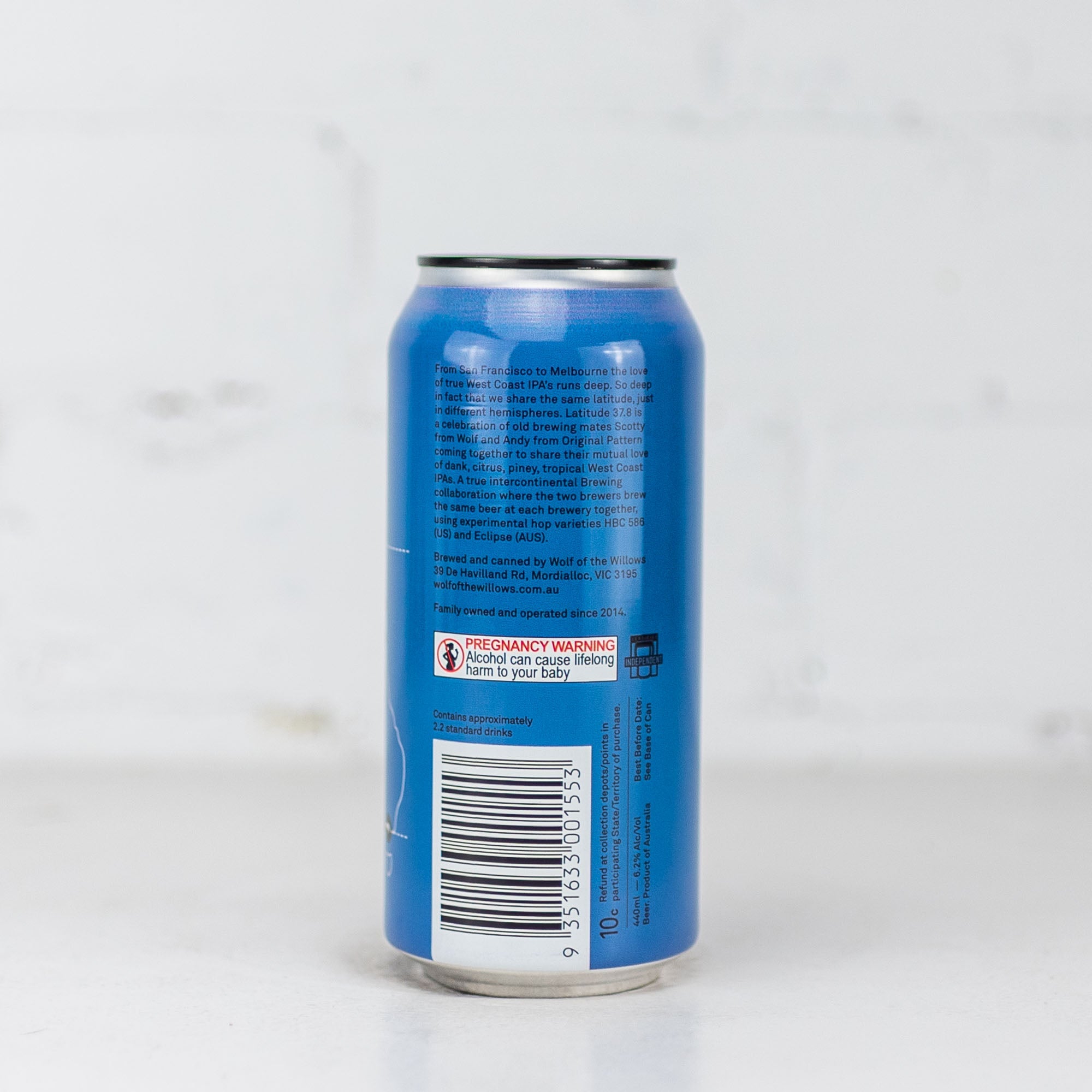 Wolf of the Willows x Original Pattern 'Latitude 37.8' West Coast IPA 440ml