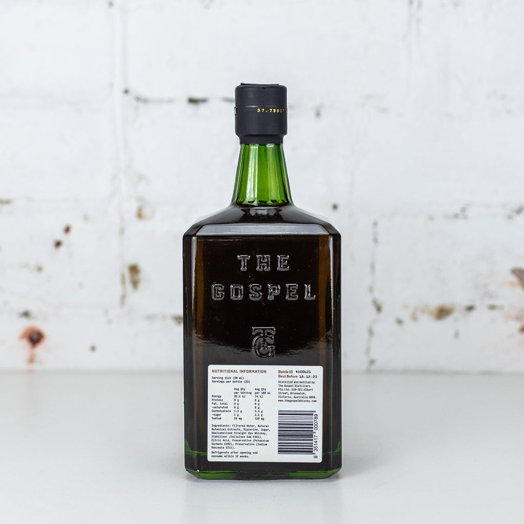 The Gospel - Responsible Rye Non Alc Rye Whiskey 700ml