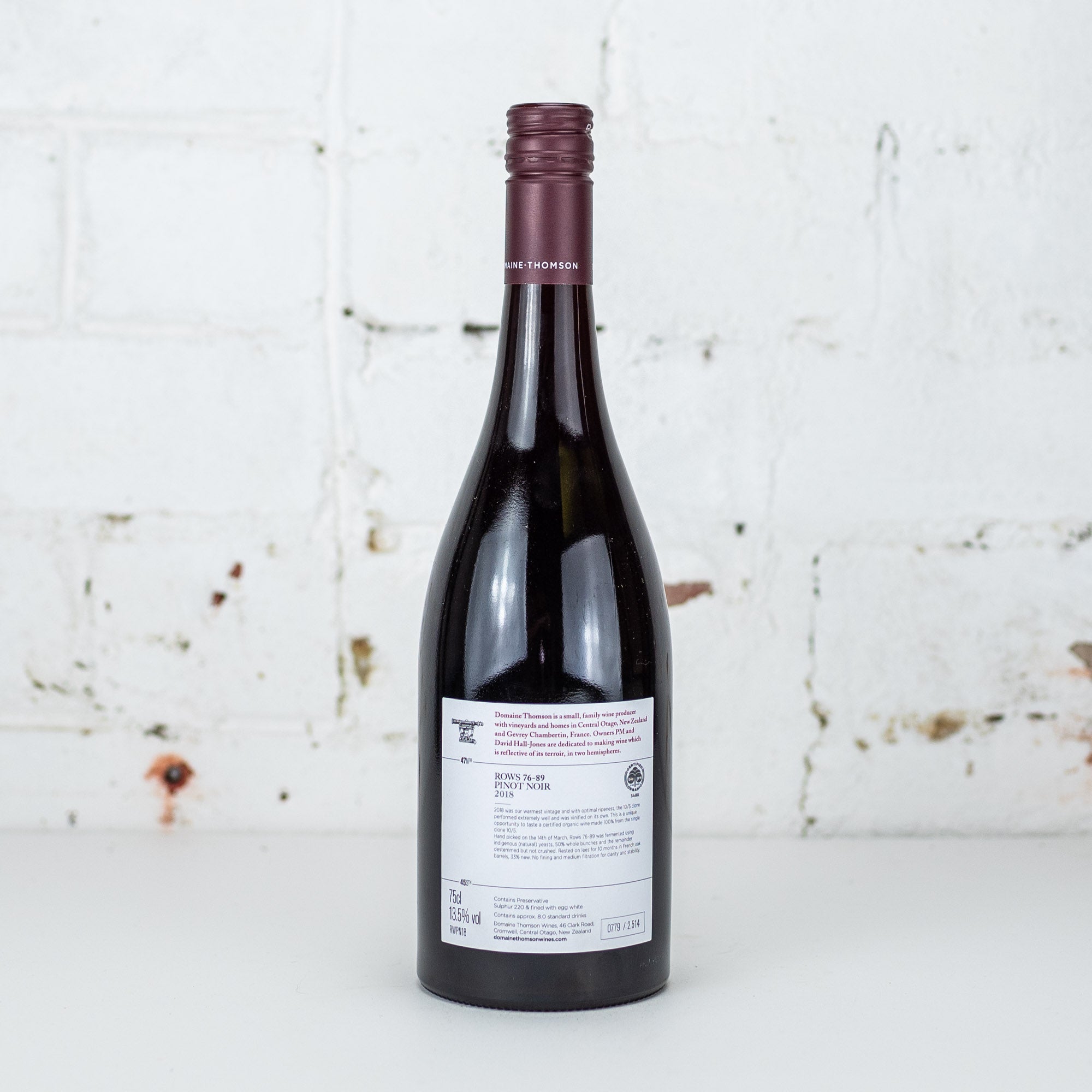 Domaine Thomson - Rows 76–89 Pinot Noir 2018 750ml