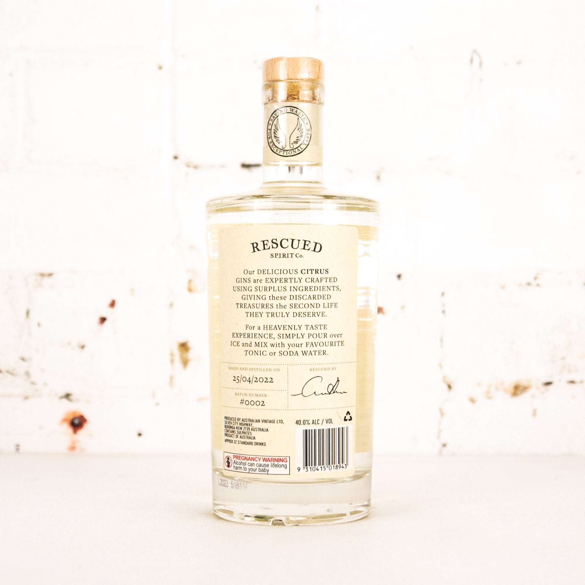 Rescued Spirit Co - Orange Gin 700ml