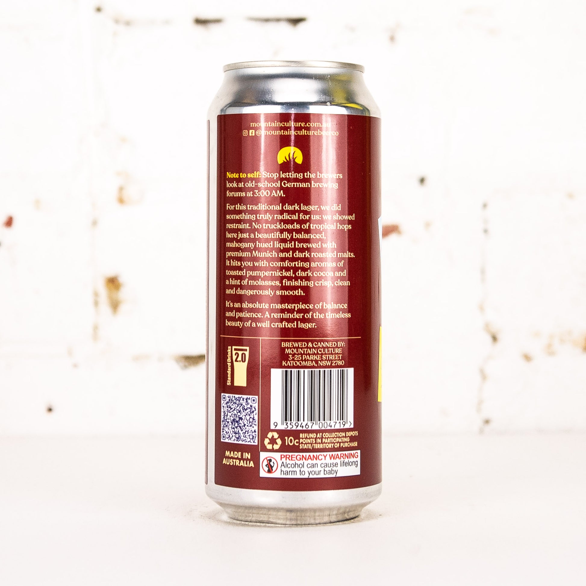 Mountain Culture - Note To Self Dark Lager