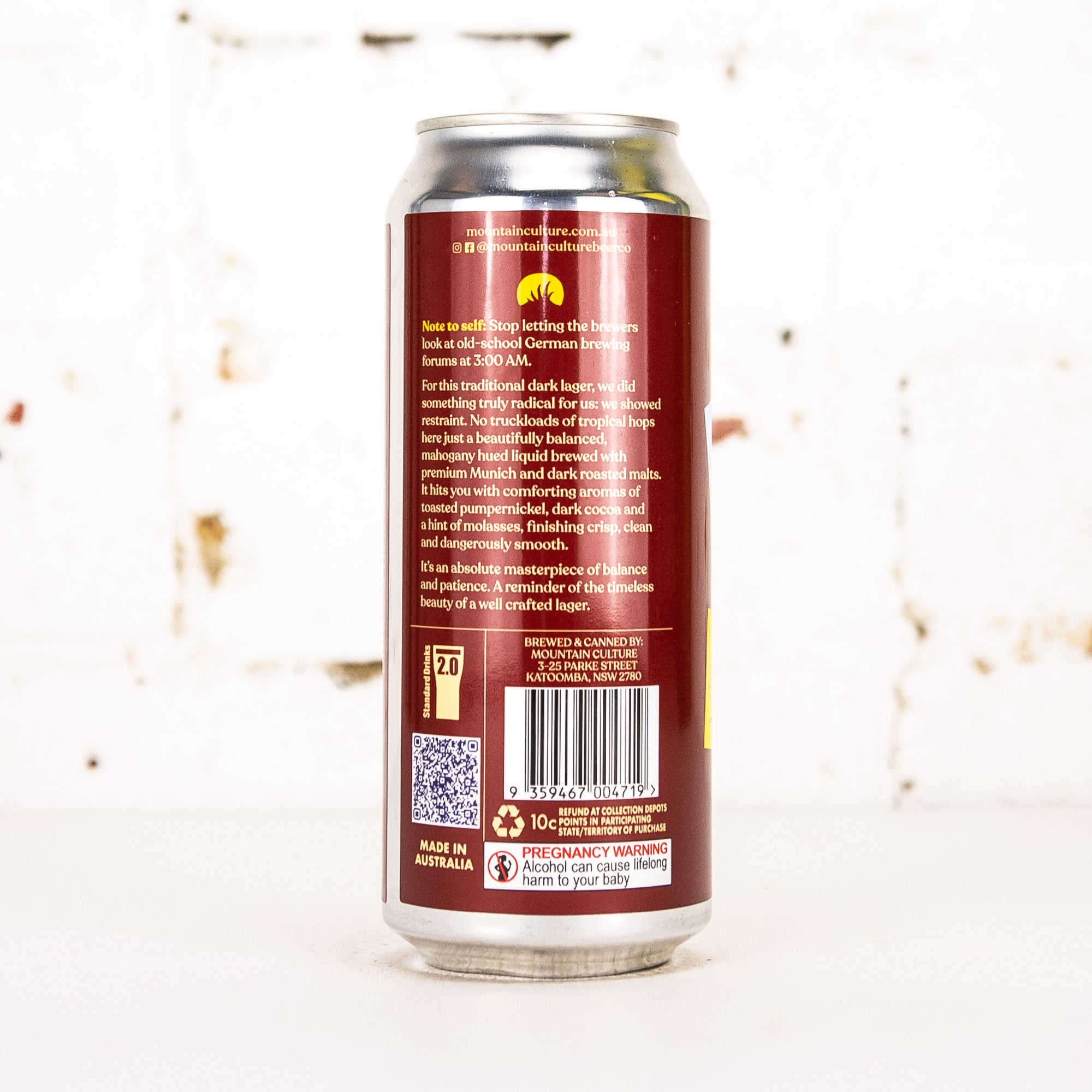 Mountain Culture - Note To Self Dark Lager