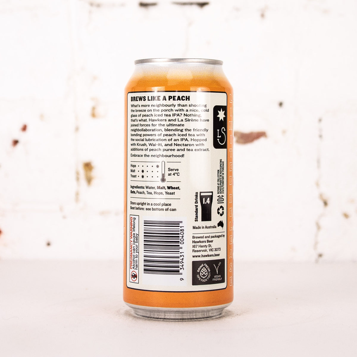 Hawkers x La Sirene - 'Brews Like A Peach' Peach Iced Tea IPA