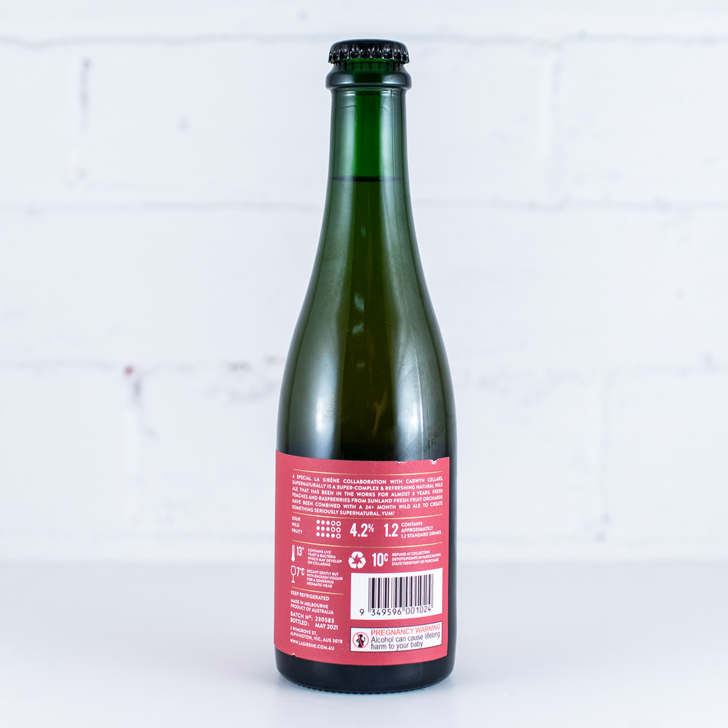 La Sirene x Carwyn Cellars 'Supernaturally Peach & Raspberry' Wild Ale 375ml