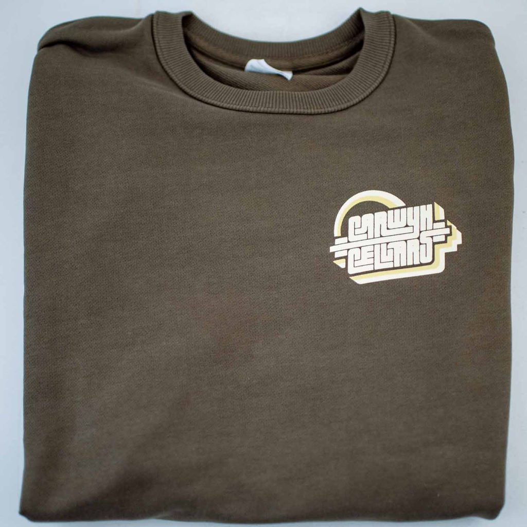 Carwyn Cellars - Retro Branded Crew Jumper (Olive)