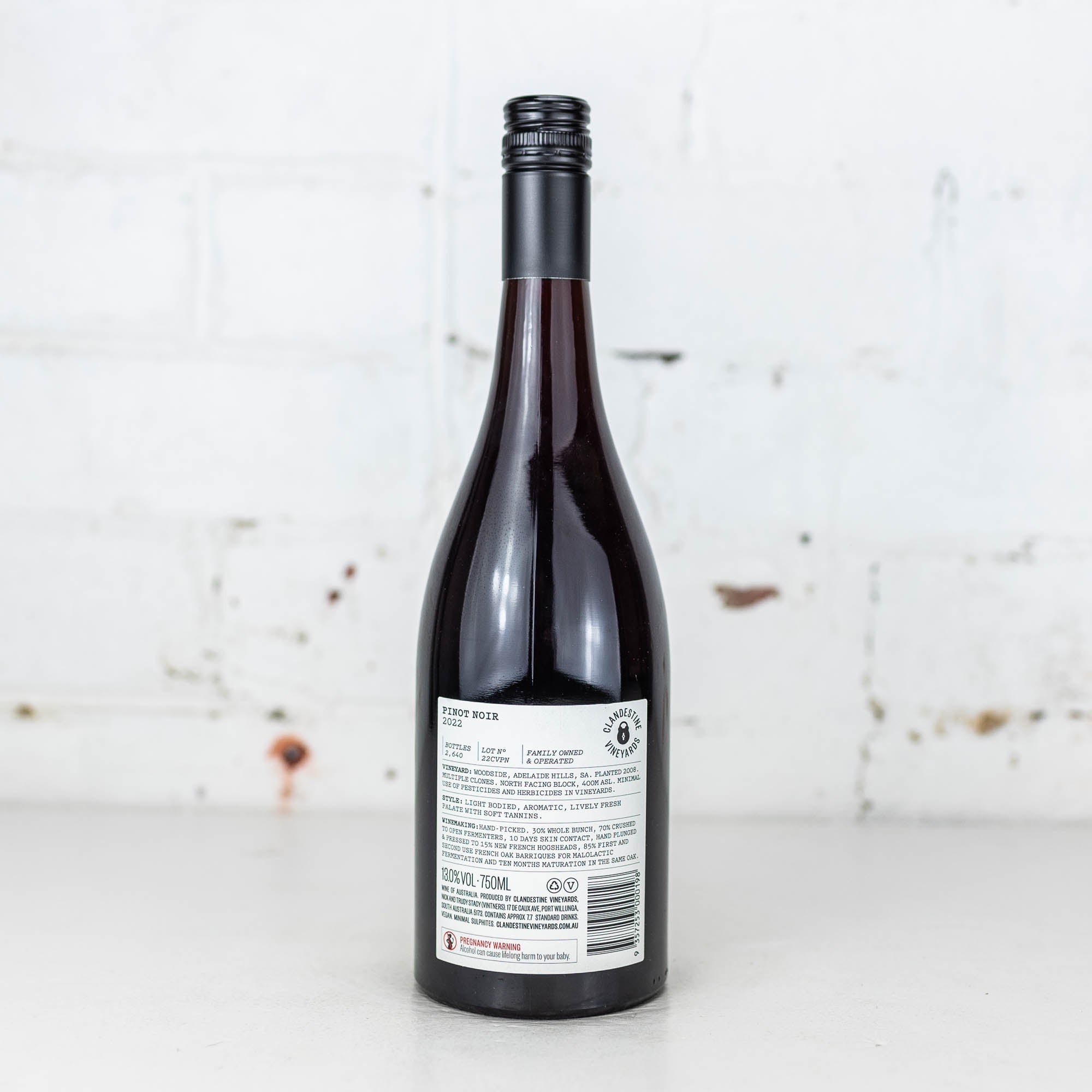 Clandestine Vineyards - Pinot Noir 750ml