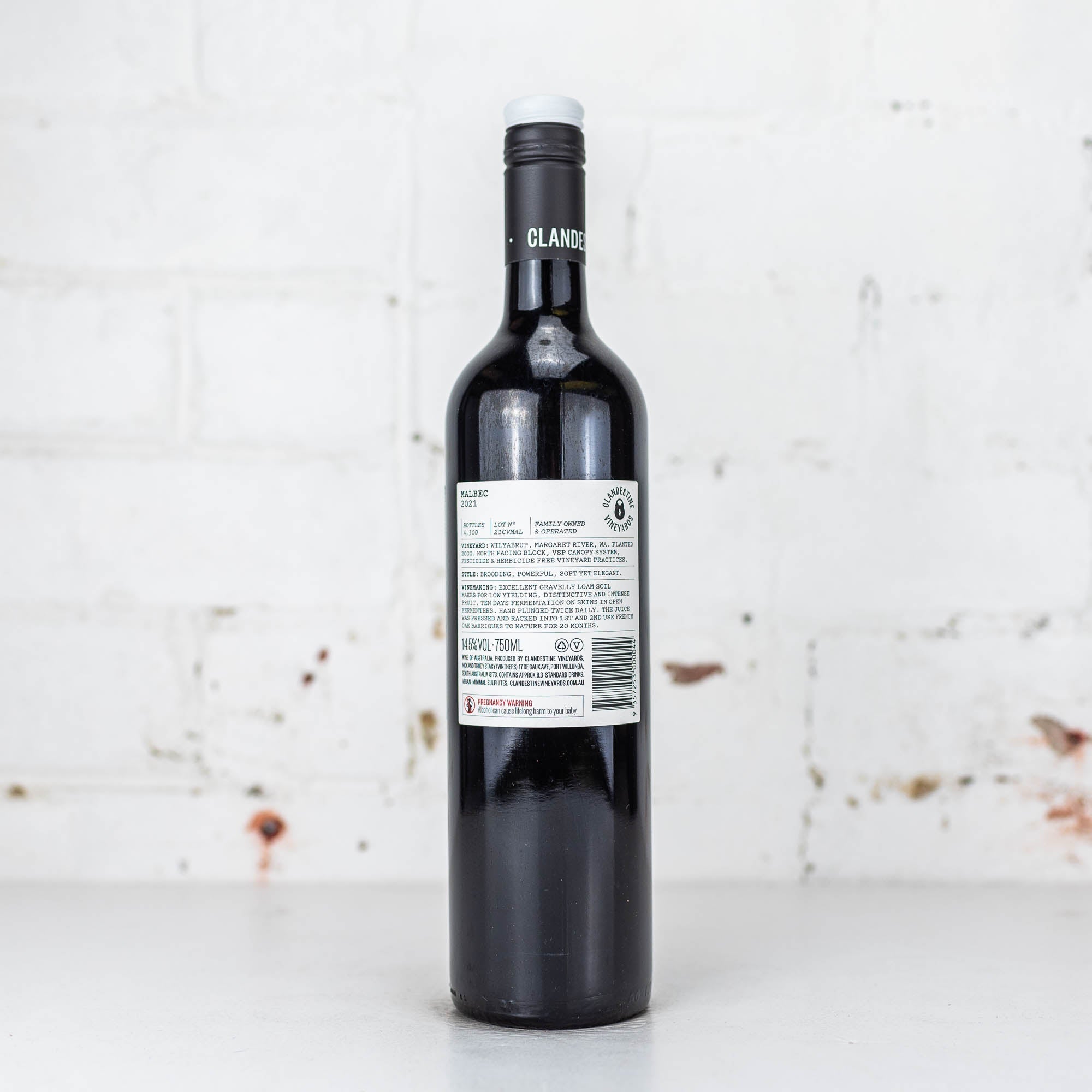 Clandestine Vineyards - Malbec 750ml