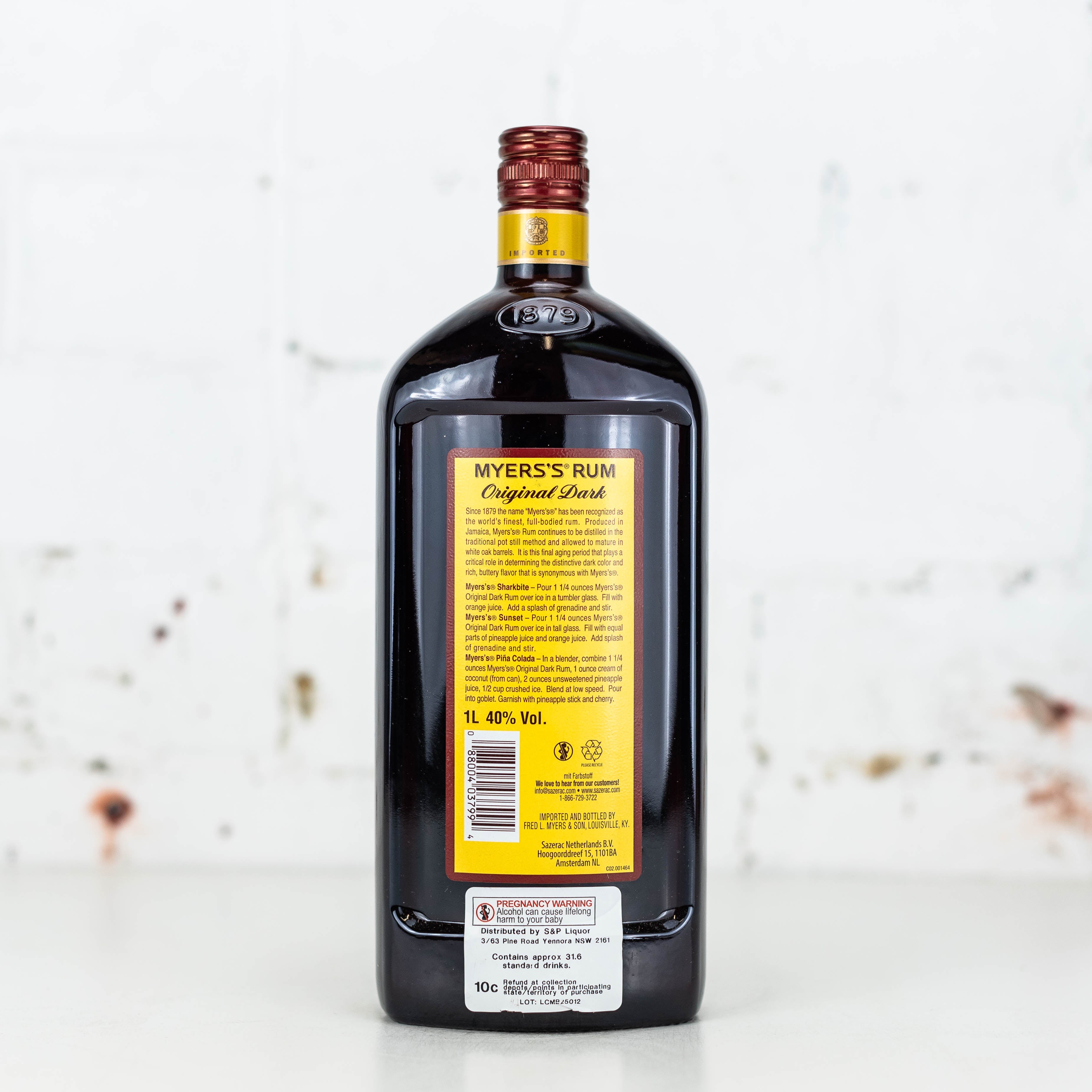 Myers's - Original Dark Rum 1L – Carwyn Cellars
